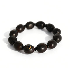 BodhiPulse Ancient Lotus Seed Wooden Mala Bracelet - 12 Beads for Pure Energy and Grounding