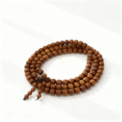 BodhiPulse ‘Steady Boundaries’ 108-bead multi-layer Indian sandalwood square-bead bracelet, for creating a quiet inner refuge and calm awareness.