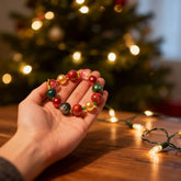 The Harmony Bracelet resting in the palm, a BodhiPulse tool offering a wearable sanctuary for inner peace and spiritual alignment.