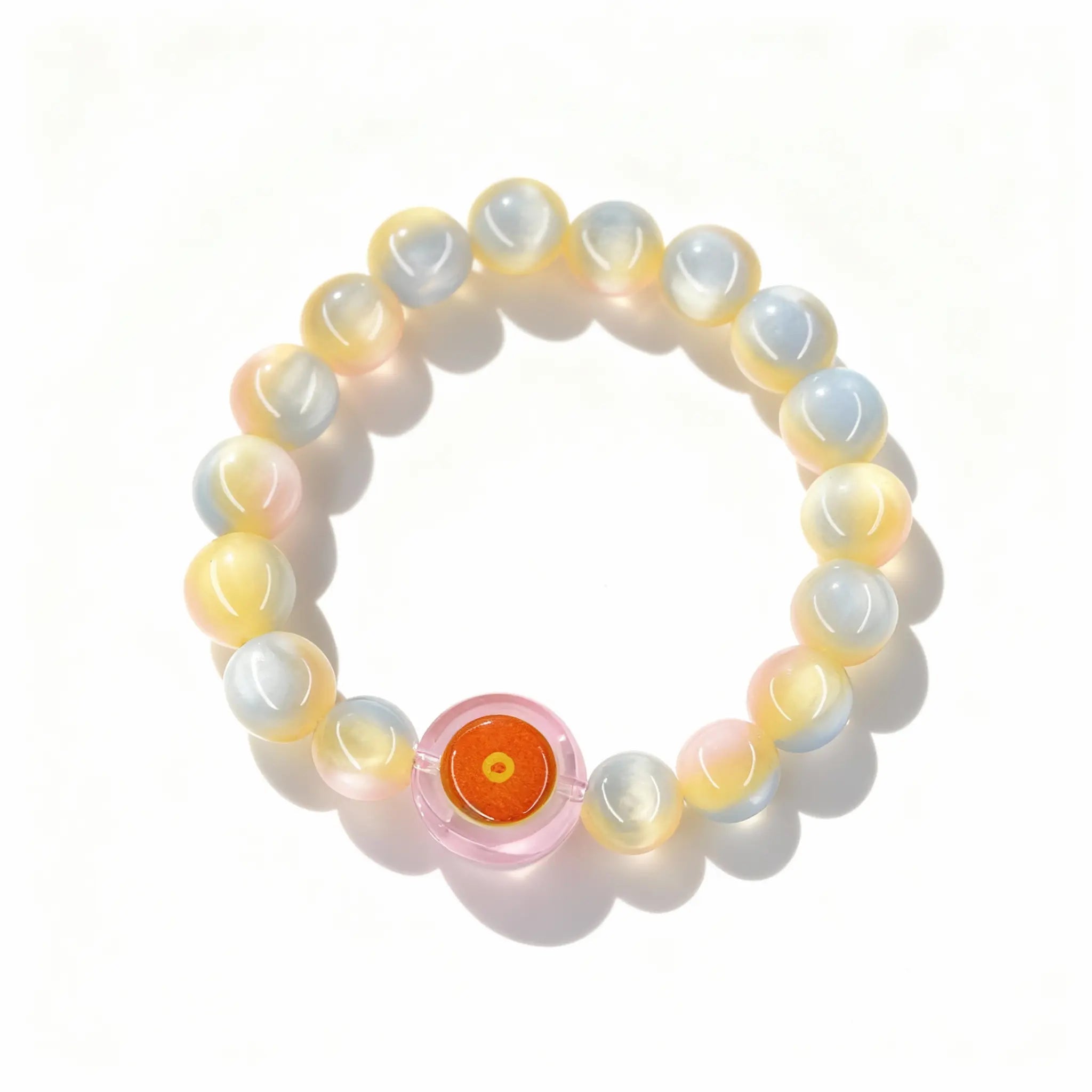 BodhiPulse ‘Heavenly Wisdom’ 17-bead natural rabbit hair crystal bracelet from The Seven Jewels Pure Land Collection, for spiritual insight and clarity.