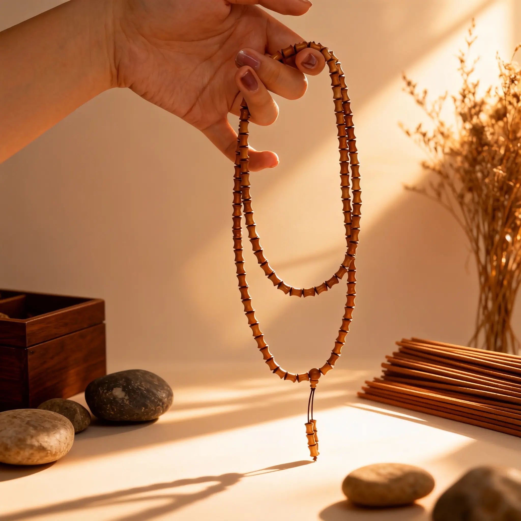 The ‘Rhythm of Bamboo’ bracelet against the wrist, a natural extension that records time and witnesses personal growth.
